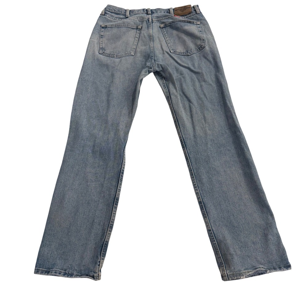 Wrangler Mens Regular Fit Distressed Straight Leg Jeans Light Wash 34x32 9TRGCAW - Picture 2 of 11